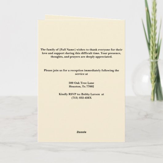 Gedenkprogramm zur Beerdigung von Ozeanen Programm (Rückseite)