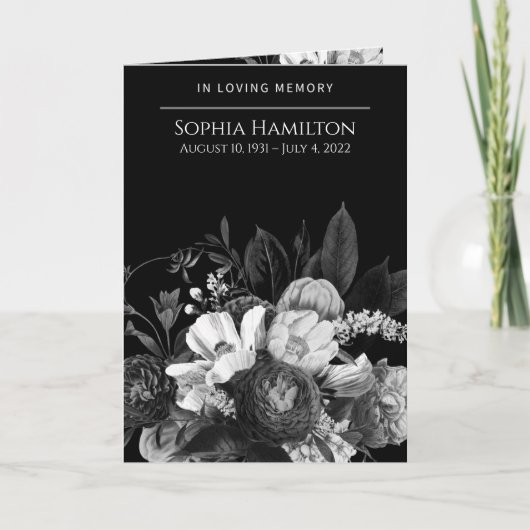 Gedenkprogramm zur Beerdigung von Schwarzen Flora Programm (Vorderseite)