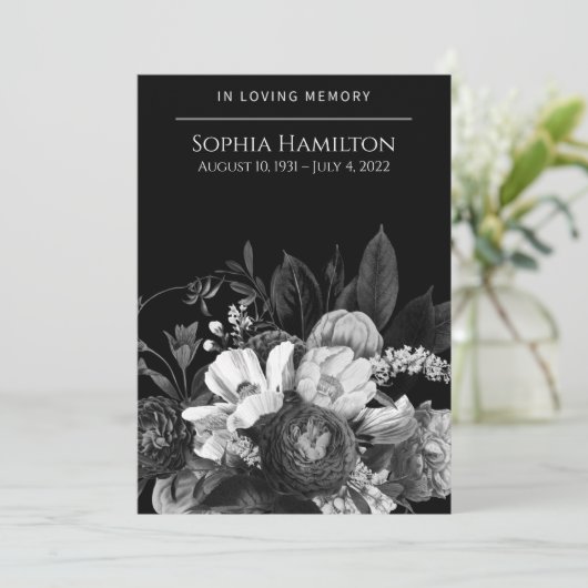 Gedenkprogramm zur Beerdigung von Schwarzen Flora Programm (Stehend Vorderseite)