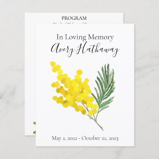 Gedenkprogramm zur Gedenkfeier für die Gelbe Blüte (Vorne/Hinten)