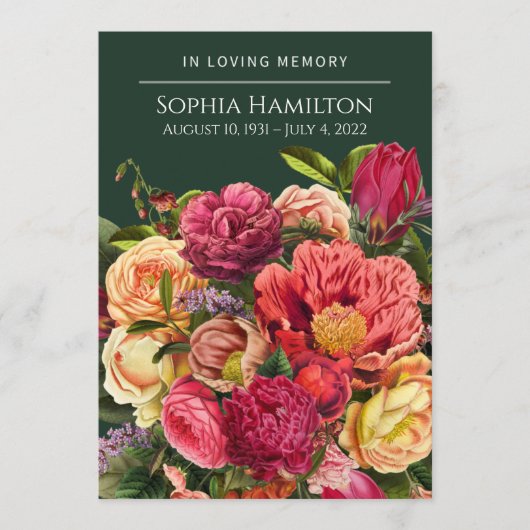 Gedenkprogramm zur Gedenkstätte für die Beerdigung Programm (Vorderseite)