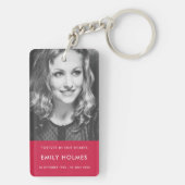 Gedenkrosa | Moderne Beerdigung in der Liebe Erinn Schlüsselanhänger (Rückseite)