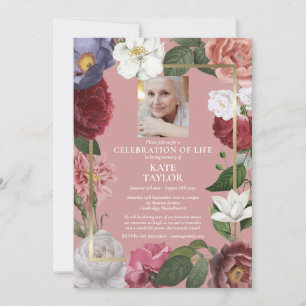 Gedenkrosen Blumenschmuck Trauerfoto Einladung