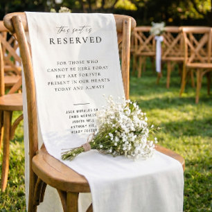 Gedenkschild für reservierten Hochzeitssitz Kurzer Tischläufer