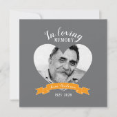 Gedenkservice Foto Herz-Orange Band lädt ein Einladung (Vorderseite)