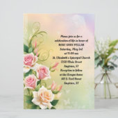 Gedenkservice für Rose mit Blush und Creme Einladung (Stehend Vorderseite)