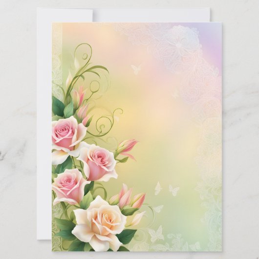 Gedenkservice für Rose mit Blush und Creme Einladung (Rückseite)