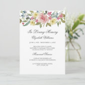 Gedenkservice für Wasserfarben Einladung (Stehend Vorderseite)