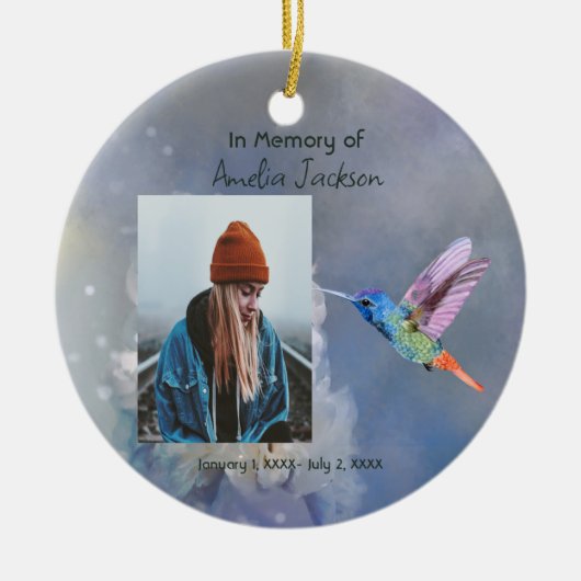 Gedenkstätte Beautiful Garden Blume Hummingbird Keramik Ornament (Vorne)