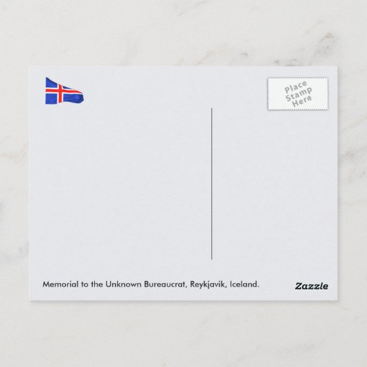 Gedenkstätte der Bürokraten, Reykjavik, Island Postkarte (Rückseite)