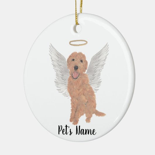 Gedenkstätte des Roten Apricot Golden Doodle Beile Keramik Ornament (Links)