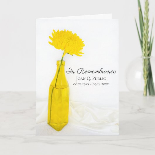 Gedenkstätte des Vase Funeral Service: Gelbe Mumm Programm (Vorderseite)