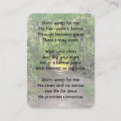 Gedenkstätte Foto Christlicher Pfad Waldbaum Visitenkarte (Vorderseite)