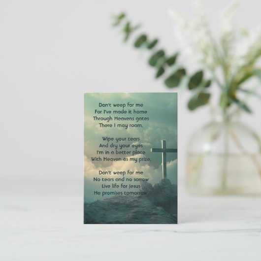 Gedenkstätte Foto Gebet Christlichen Kreuz Berg Visitenkarte (Stehend Vorderseite)