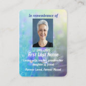 Gedenkstätte Foto Gebet Pansy Blumengarten Visitenkarte (Rückseite)