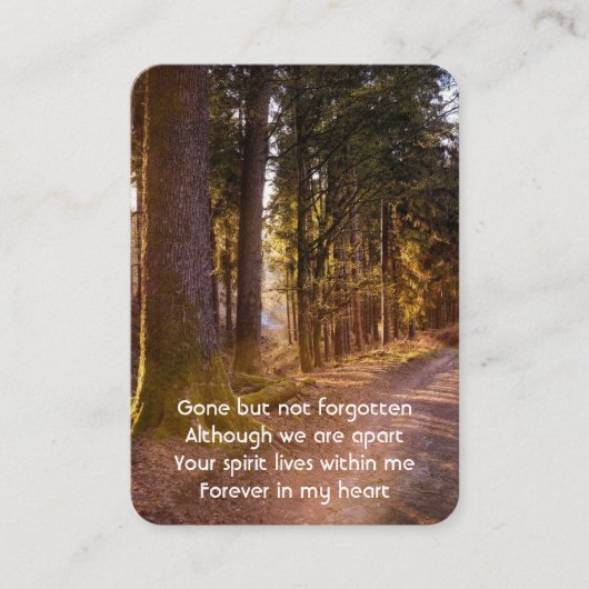 Gedenkstätte Foto Gebet Waldweg Park Visitenkarte (Vorderseite)