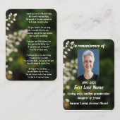 Gedenkstätte Foto Gebet Weißer Blumengarten Visitenkarte (Vorne/Hinten)