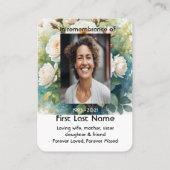 Gedenkstätte Foto Gebet Weißer Rosengarten Blume Visitenkarte (Rückseite)