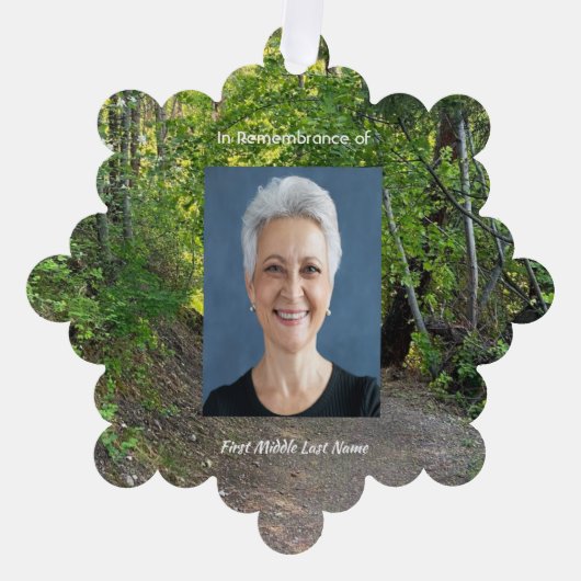 Gedenkstätte Foto Gebetspfade Waldbaumen Ornament Karte (Vorderseite)