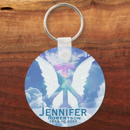 Gedenkstätte | Frieden und Engel Wings Schlüsselanhänger (Vorderseite)