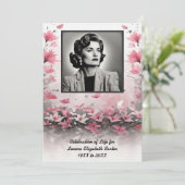 Gedenkstätte für Blume in Rosa und Grau Einladung (Stehend Vorderseite)