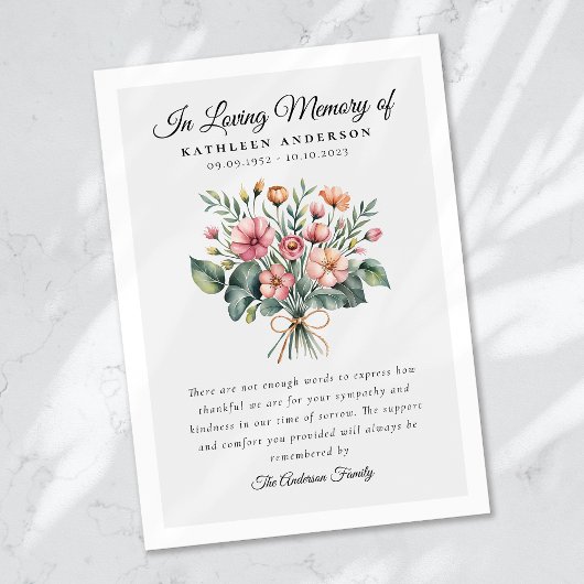 Gedenkstätte für Boho Floral Dankeskarte