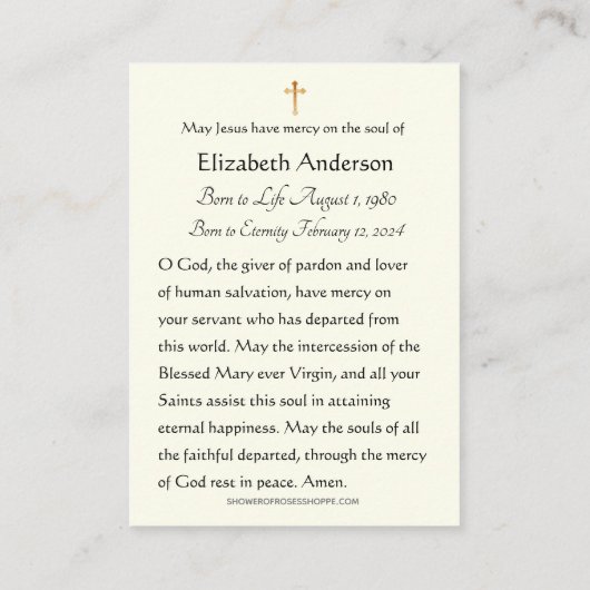 Gedenkstätte für das Beerdigungskarten-Foto Platzkarte (Rückseite)