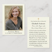 Gedenkstätte für das Beerdigungskarten-Foto Platzkarte (Vorne/Hinten)