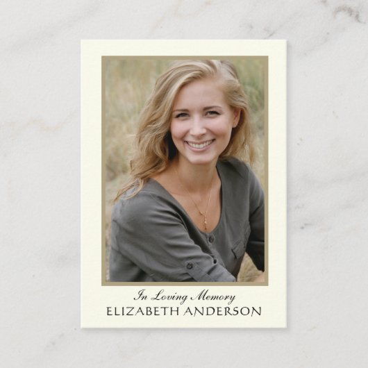 Gedenkstätte für das Beerdigungskarten-Foto Platzkarte (Vorderseite)