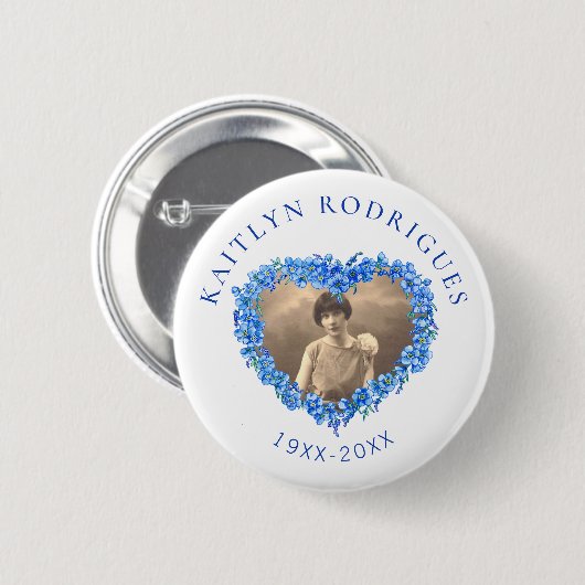 Gedenkstätte für das Blaue vergisst-nicht-Blume-Fo Button (Vorne & Hinten)