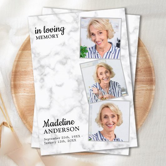 Gedenkstätte für das Gedächtnis 3 Foto Beerdigung  Dankeskarte