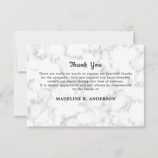 Gedenkstätte für das Gedächtnis 3 Foto Beerdigung Dankeskarte (Rückseite)