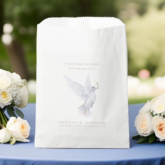 Gedenkstätte für das White Dove Bird Seed Packet Geschenktütchen