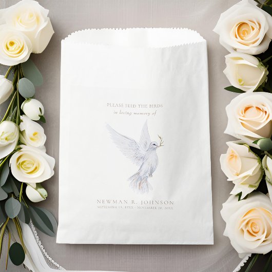 Gedenkstätte für das White Dove Bird Seed Packet Geschenktütchen