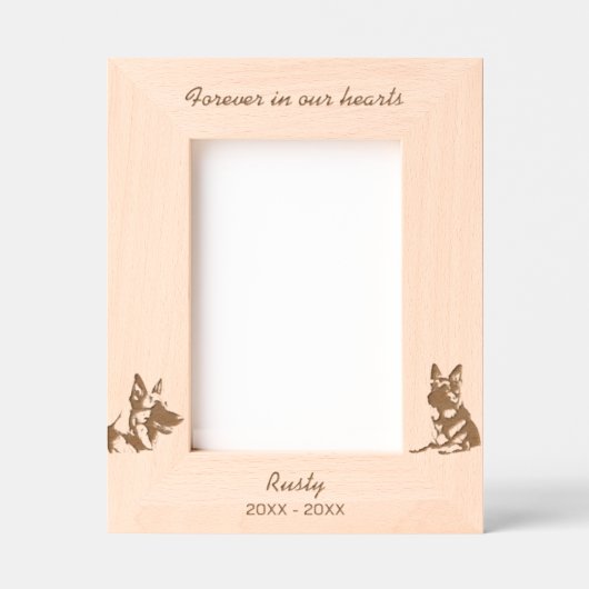 Gedenkstätte für den deutschen Schäferhund Geätzte Rahmen (Vorderseite)