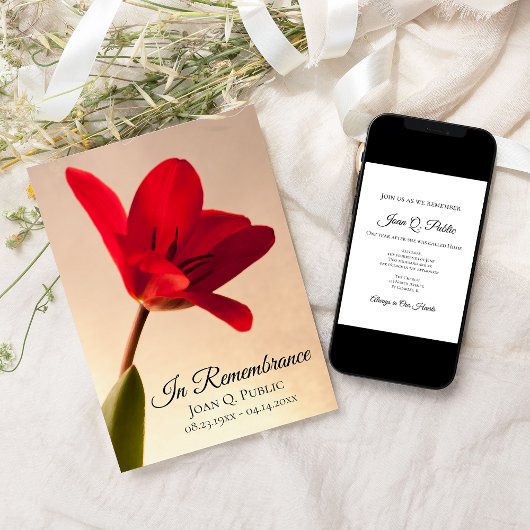 Gedenkstätte für den Todesanfang bei Red Tulip Blu Einladung