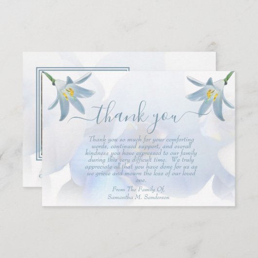 Gedenkstätte für die Blumenbeerdigung weiß im Gedä Dankeskarte (Vorne/Hinten)