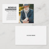 Gedenkstätte für die Trauerfeier in der Erinnerung Visitenkarte (Vorne/Hinten)