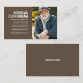 Gedenkstätte für die Trauerfeier in der Erinnerung Visitenkarte (Vorne/Hinten)