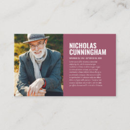 Gedenkstätte für die Trauerfeier in der Erinnerung Visitenkarte