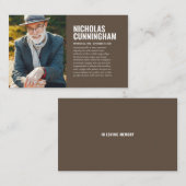 Gedenkstätte für die Trauerfeier in der Erinnerung Visitenkarte (Vorne/Hinten)