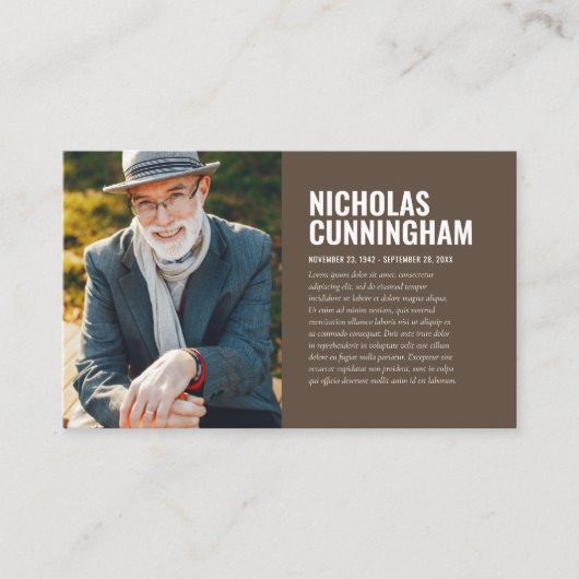 Gedenkstätte für die Trauerfeier in der Erinnerung Visitenkarte (Vorderseite)