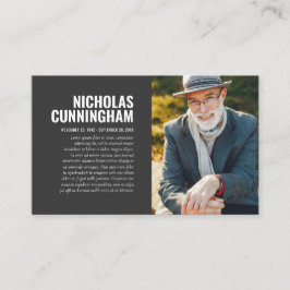 Gedenkstätte für die Trauerfeier in der Erinnerung Visitenkarte