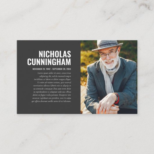 Gedenkstätte für die Trauerfeier in der Erinnerung Visitenkarte (Vorderseite)