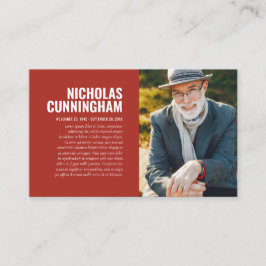 Gedenkstätte für die Trauerfeier in der Erinnerung Visitenkarte