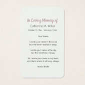 Gedenkstätte für friedliche Waldwasserfälle (Rückseite)