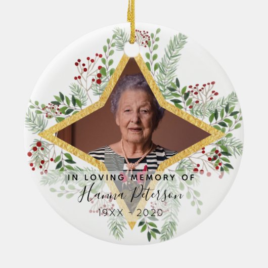 Gedenkstätte für Gold und Blumen Keramik Ornament (Hinten)