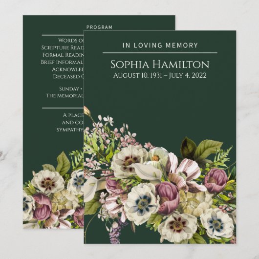 Gedenkstätte für grüne Blumenbeerdigung Programm (Vorne/Hinten)