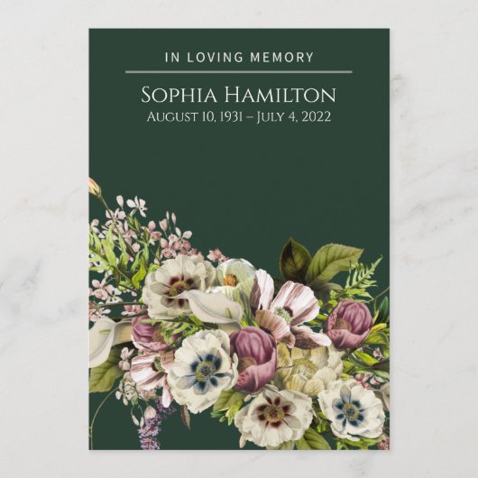 Gedenkstätte für grüne Blumenbeerdigung Programm (Vorderseite)