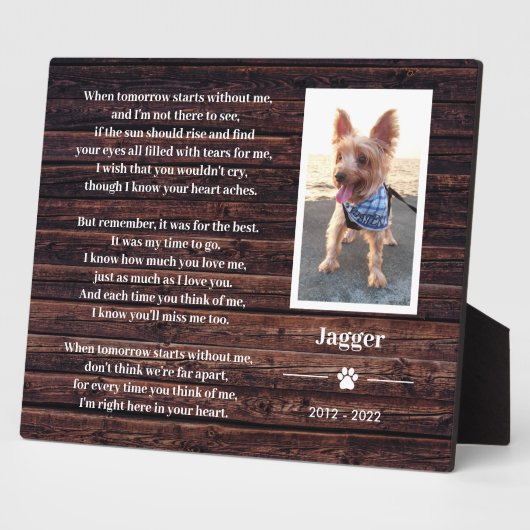 Gedenkstätte für Haustiere Foto Plaque mit Easel Fotoplatte (Seite)